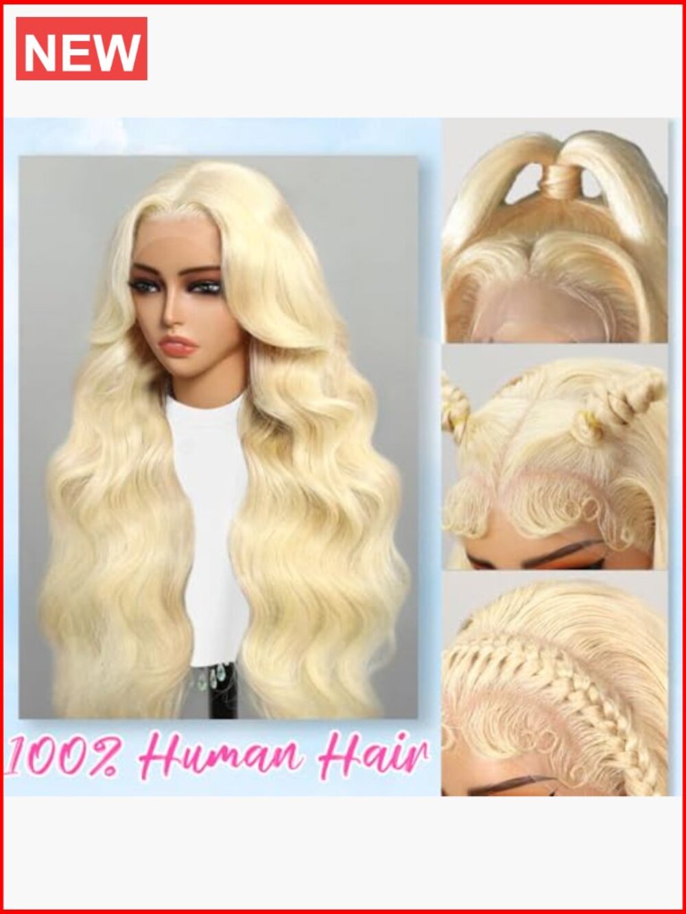 Human Hair 13x6 Lace Front Wig 200 Density Body Wave Glueless Pre Plucked - Picture 2 of 6